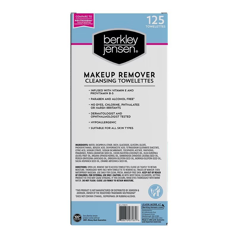 Berkley Jensen Makeup Remover Wipes, 125 ct