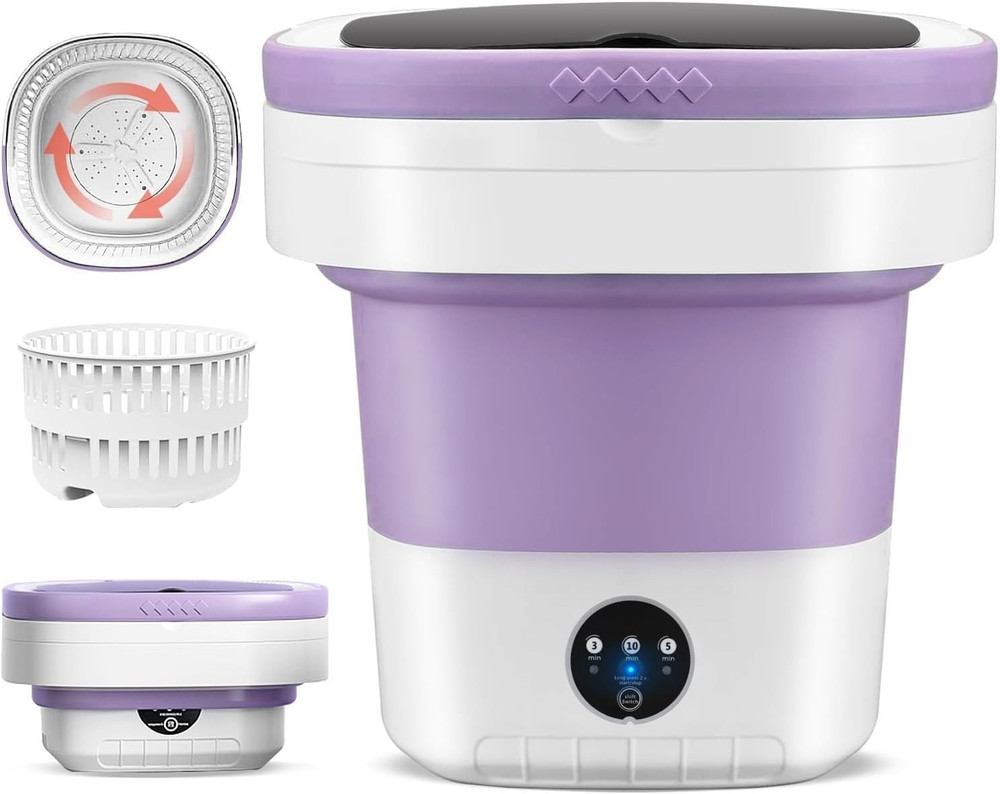 Portable Electric Foldable Mini Washing Machine 16L – Touch Digital Control for