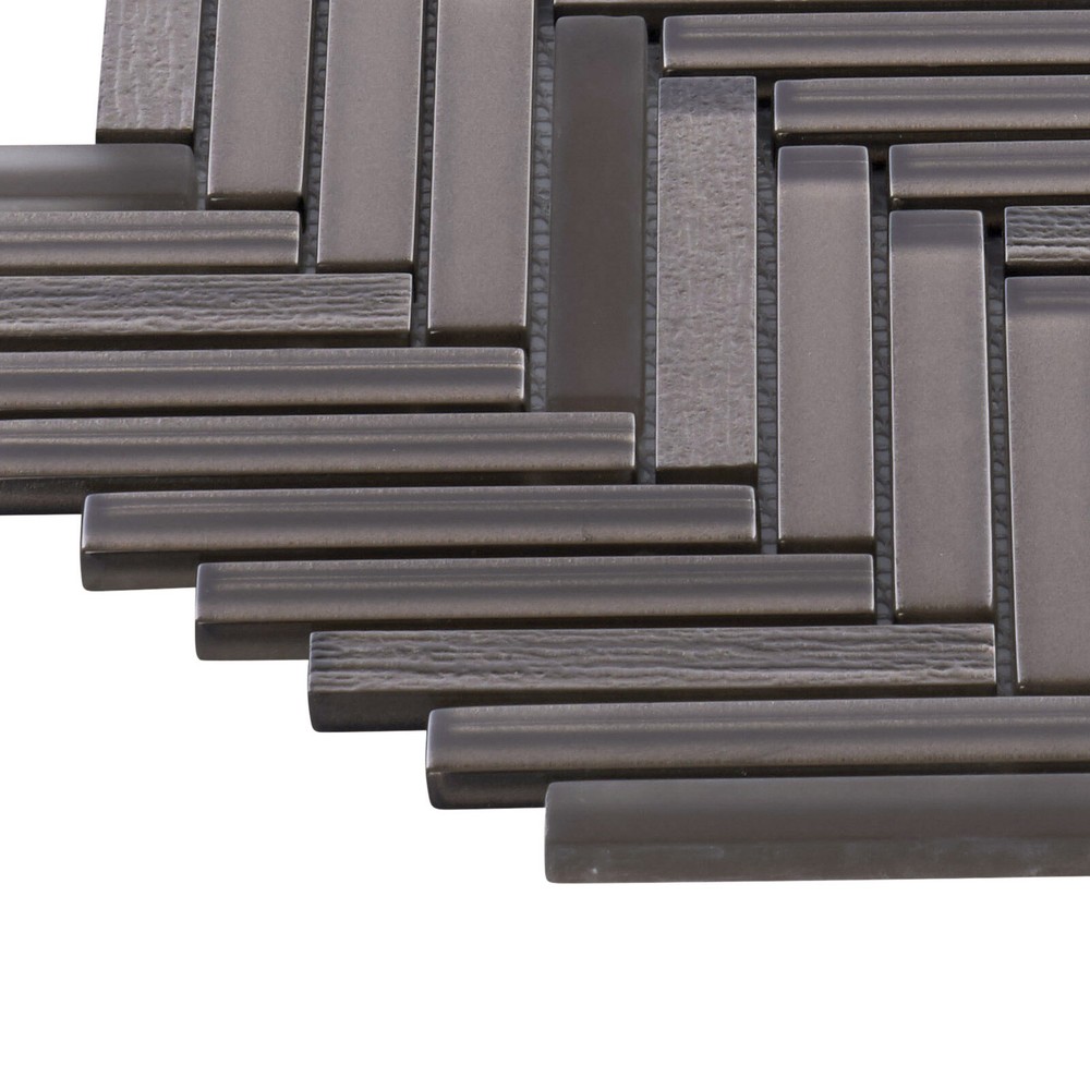 Brown Cold Spray Crystal Glass Herringbone Mosaic Tile Kitchen Wall Backsplash