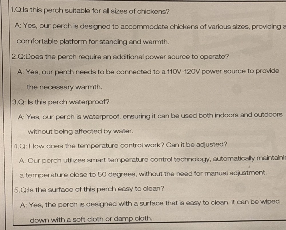 H&G Lifestyles Chicken Heating Perch