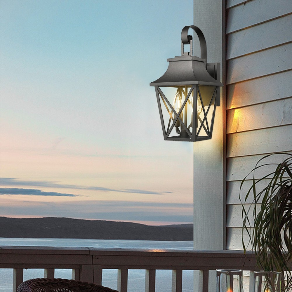 Outdoor Wall Lantern with 2-Light, Modern Waterproof Farmhouse Sconce (1 Pack)