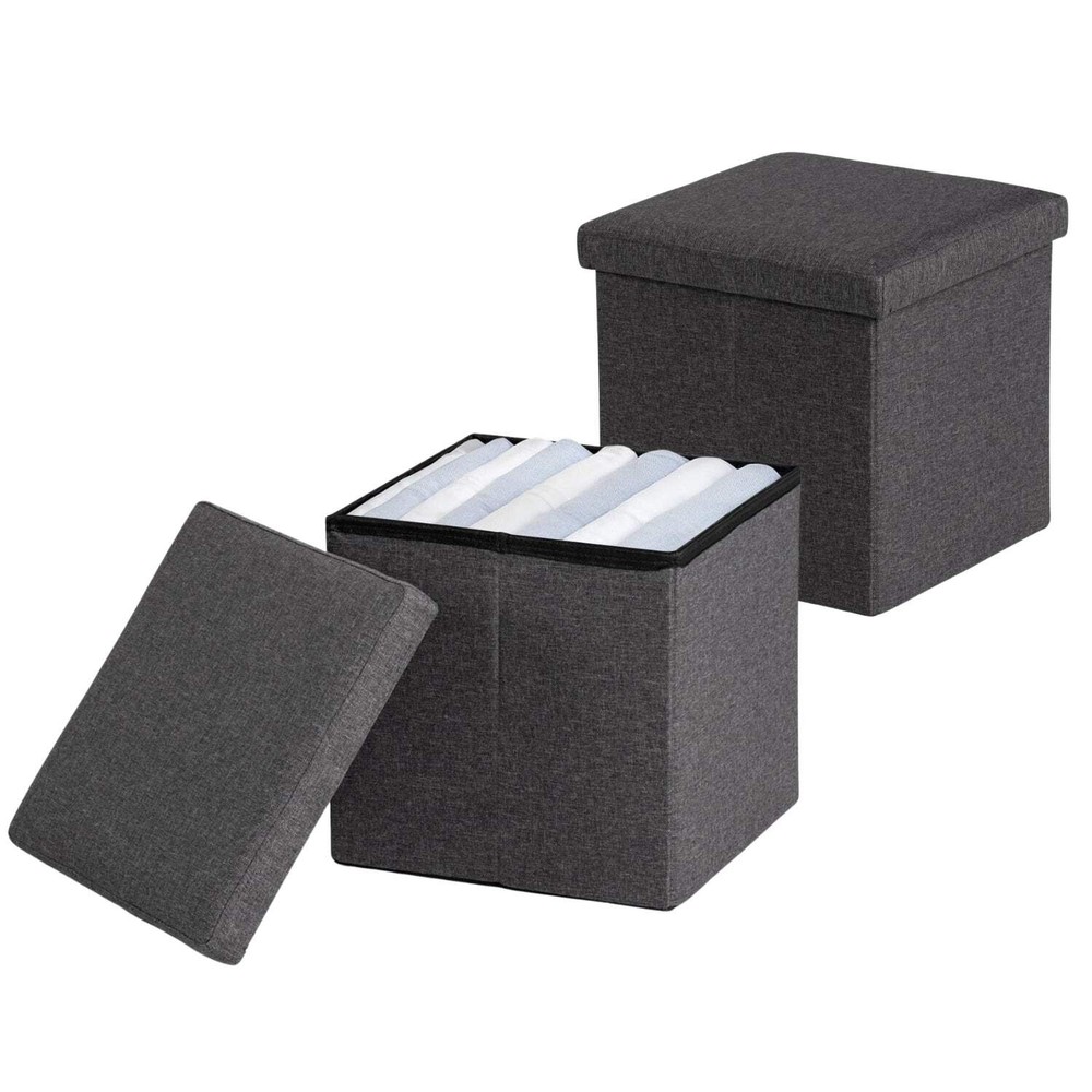 Homy Casa Elga Grey Folding Ottoman with Hidden Storage