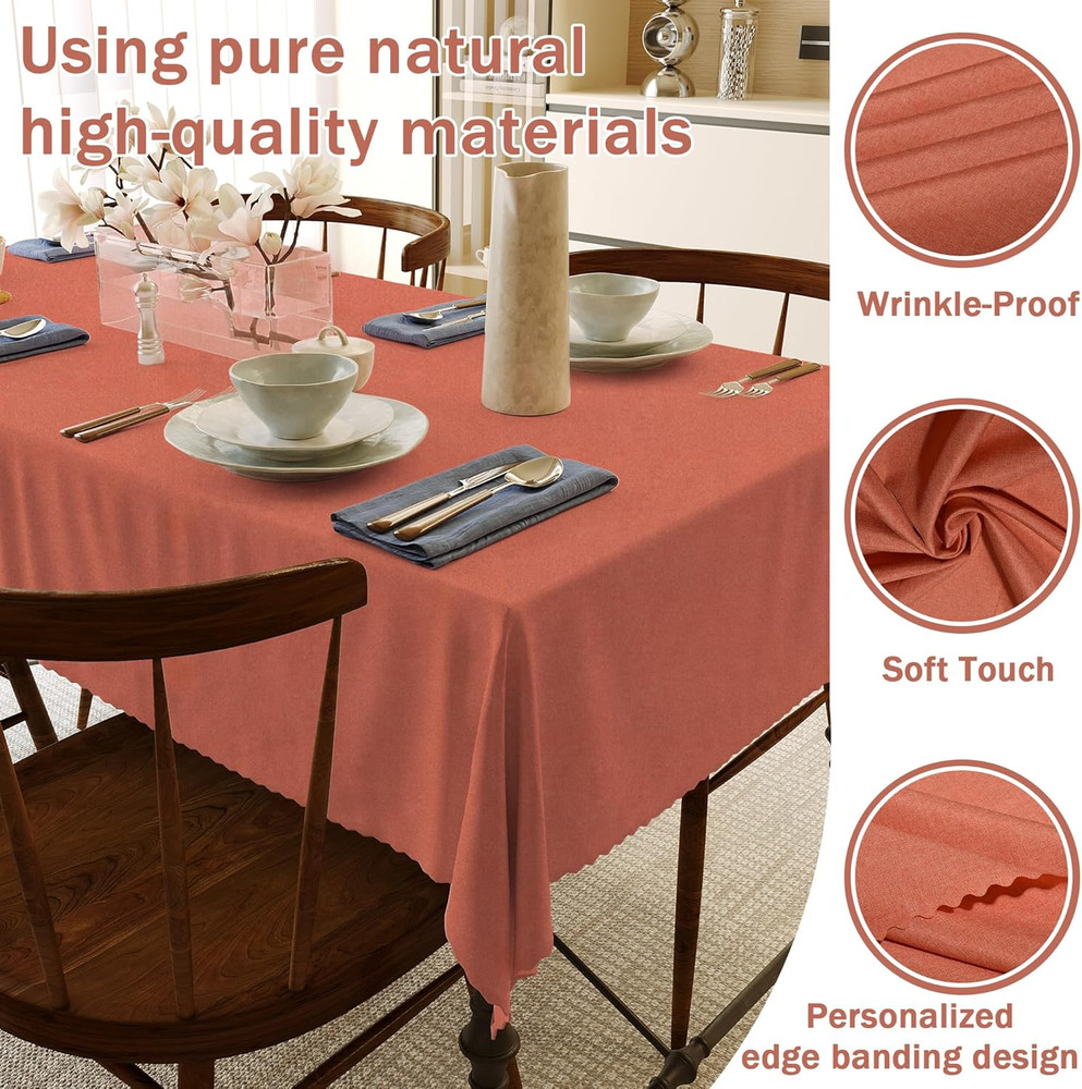 Rectangular Tablecloth Cationic Fabric Waterproof Stain Resistant Wrinkle-Resist