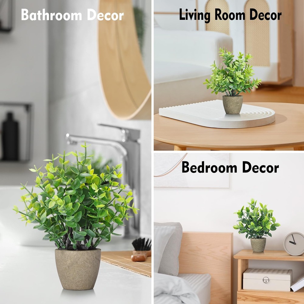4 Pack Fake Plants Ceramic Mini Artificial Greenery Potted Plants for Home De...