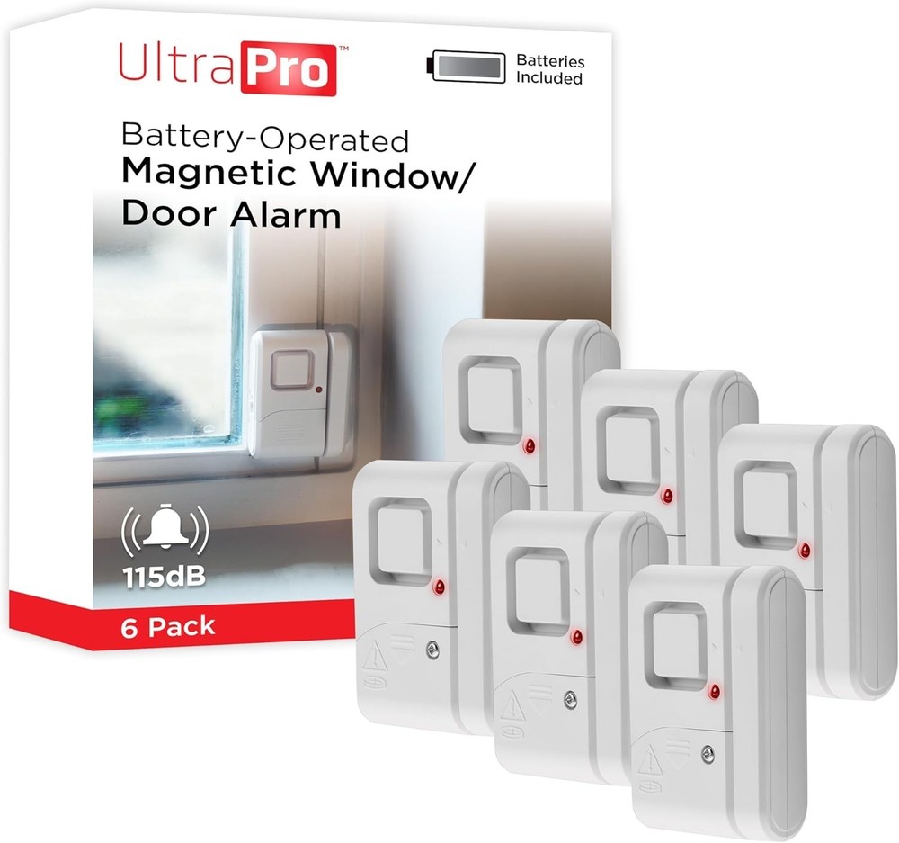 Battery Powered Security Alarms, 6 Pack for Doors and Windows, Easy Installation