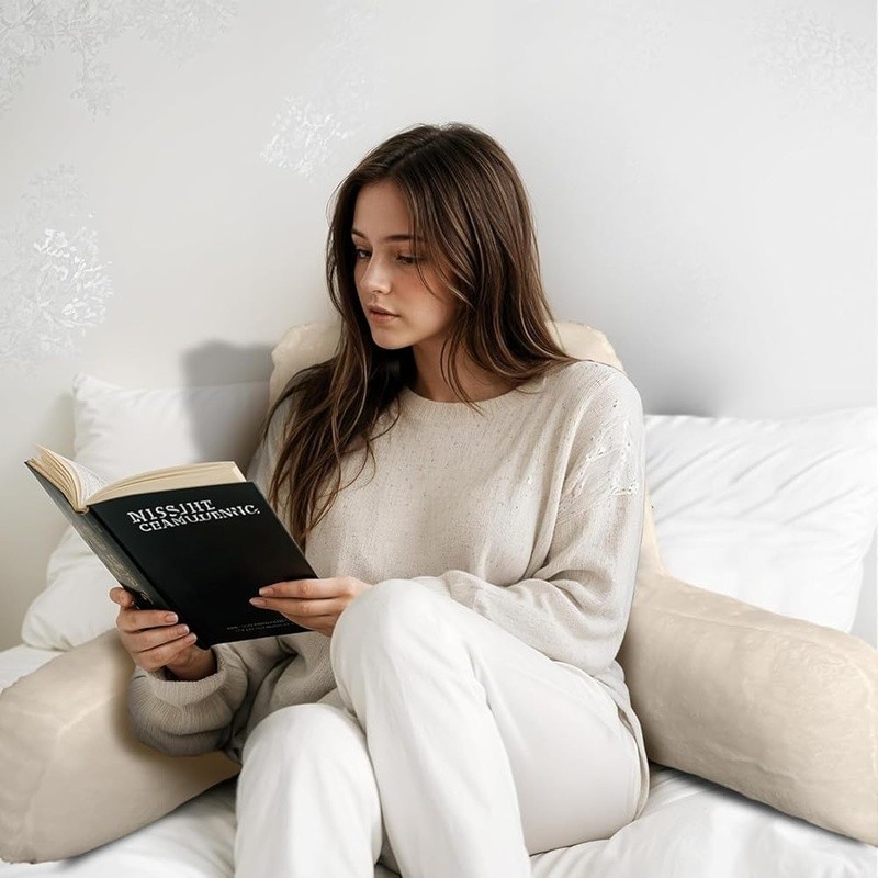Adjustable Shredded Foam Reading Pillow Back Support Armrest Storage Comfort New