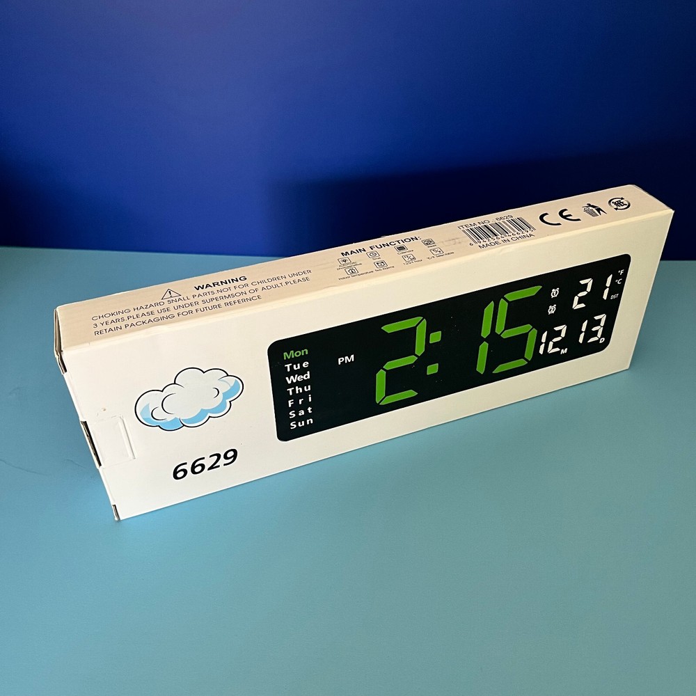 Digital Green LED Alarm Desk Clock with Remote Control - Daylight Saving Time