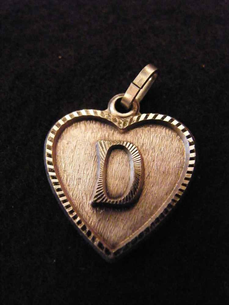 Silver Heart Pendant Medallion Silver Plated Letter D 2 Cm
