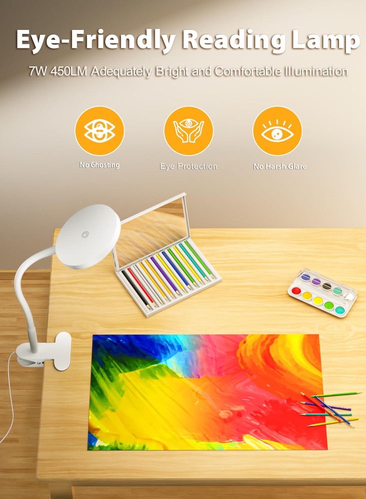 LED Clip on Light,100% Infinite Dimmable Reading Book Lights in Bed Headboard...