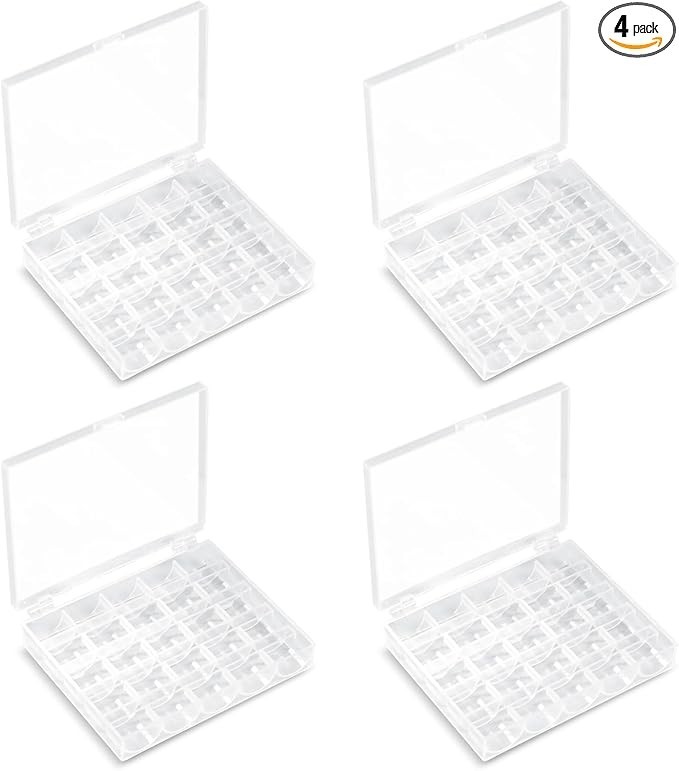 25 Slots Bobbin Organizer, Transparent Plastic Bobbin Case, Empty Spools Box for