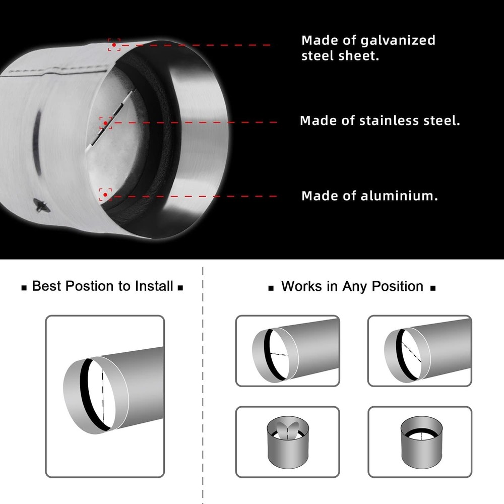 4 Inch Professional Backdraft Damper Shutter Connector Duct