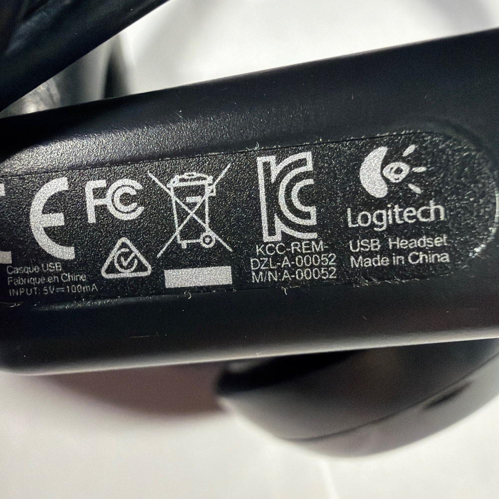 Logitech USB Headset A-00052 Wired with Mic Black Tested