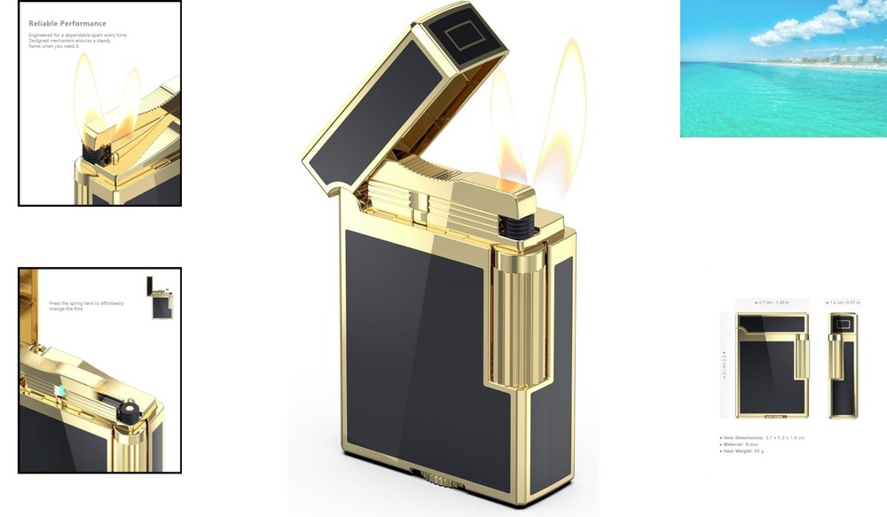 Compact Gold Soft Flame Butane Pipe Lighter - Vintage Charm Meets Function