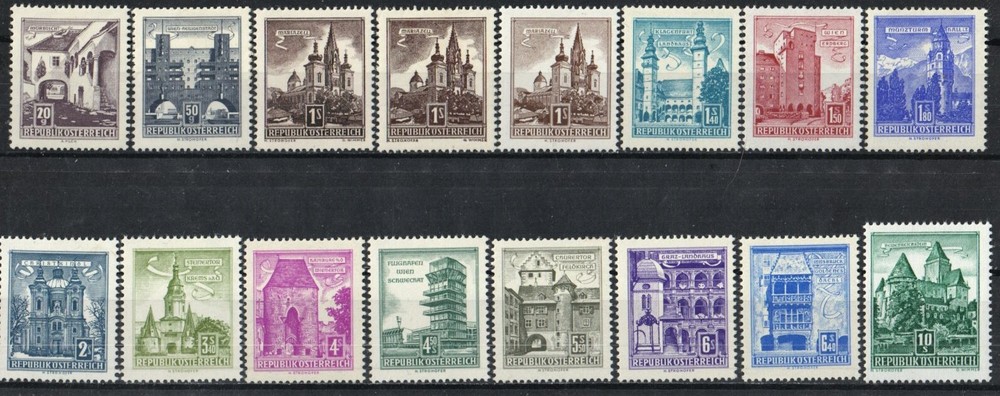 Austria Stamp 618A-630  - Austrian buildings