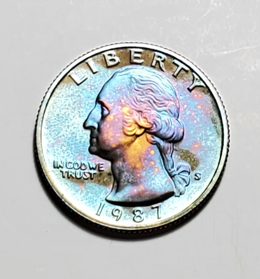TONED 1987 S WASHINGTON QUARTER PROOF UNC #C2522