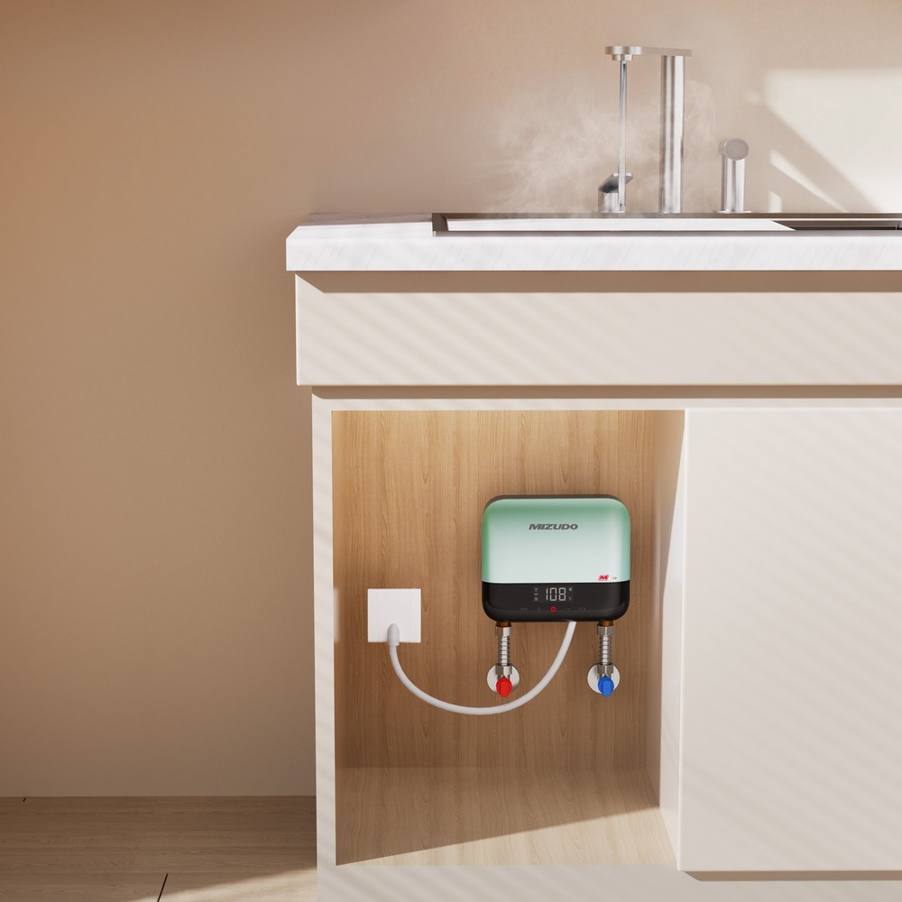 MIZUDO 120V On-Demand Hot Water Heater 3.5kW Compact Under Sink Tankless