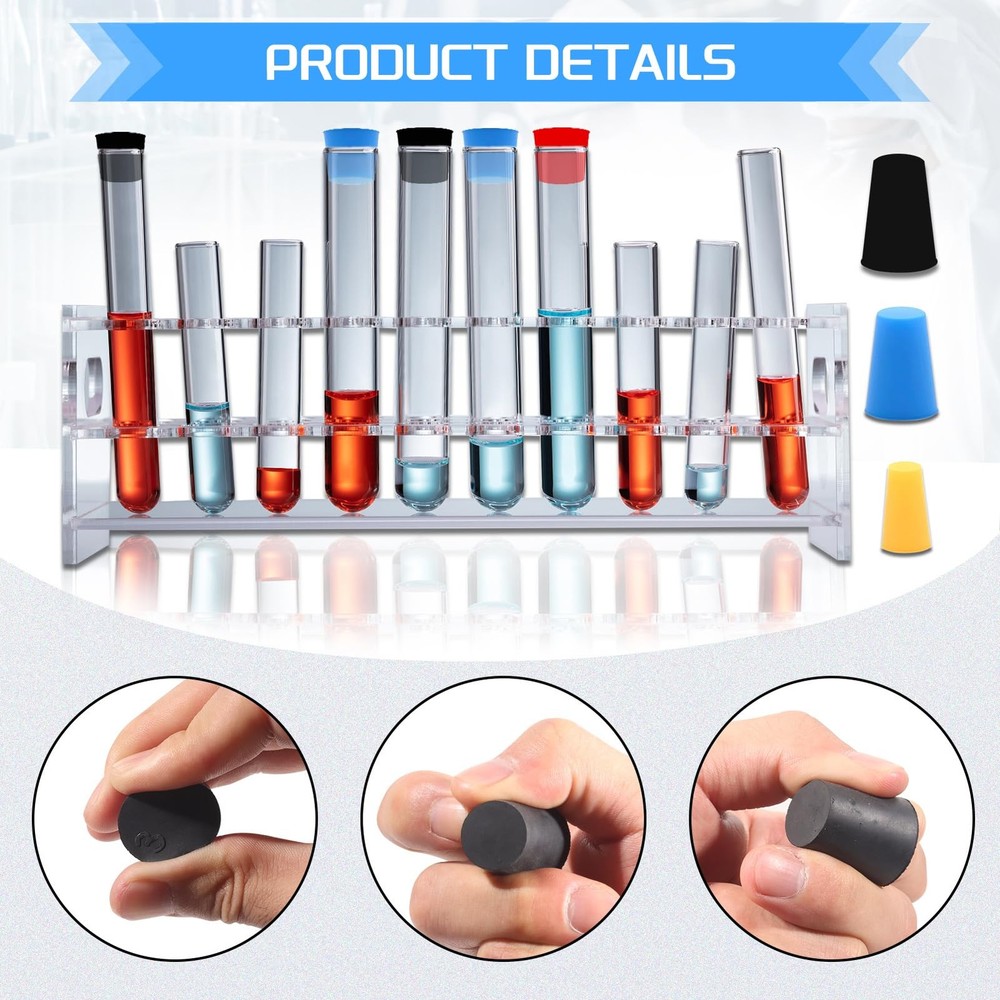 16Values Tapered Stopper Assortment Kit Lab Solid Rubber Stoppers Silicone Pl...