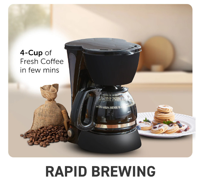 4-Cup Compact Brew & Drip Coffee Maker with Warming Plate