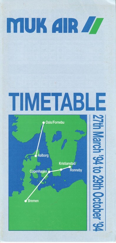 Muk Air timetable 1994/03/27