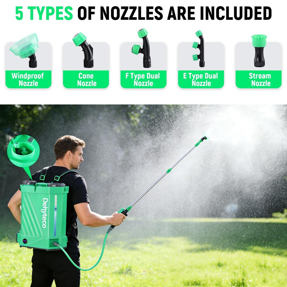 Battery Powered Backpack Sprayer with Mixer 4.2 Gallon, Upgraded Green