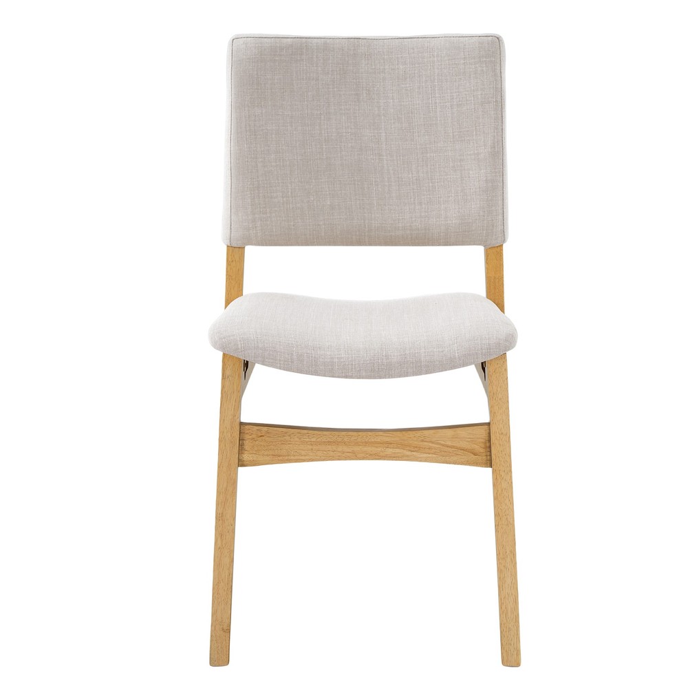 Upholstered Stackable Dining Chairs Set of 2 - Linen Fabric Seat & Backrest, S