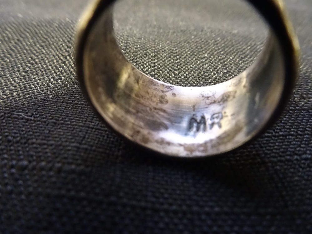 # 758-NATIVE STERLING SILVER 4 STONE RING -SIZE 9---MA OR MR NOT SURE