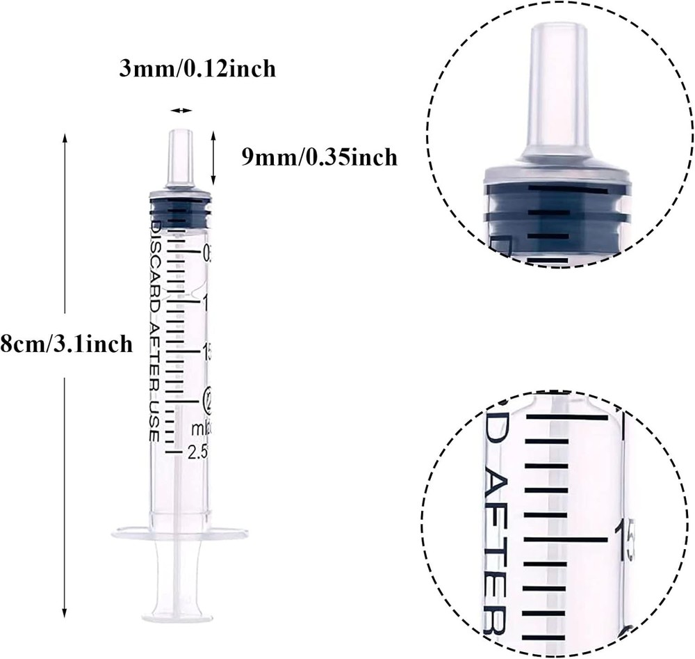 40 Pack 2ml Plastic Syringe Individually Sealed with Measurement for Feeding...