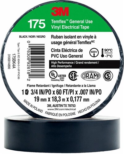 3M TEMFLEX VINYL ELECTRICAL TAPE 92618