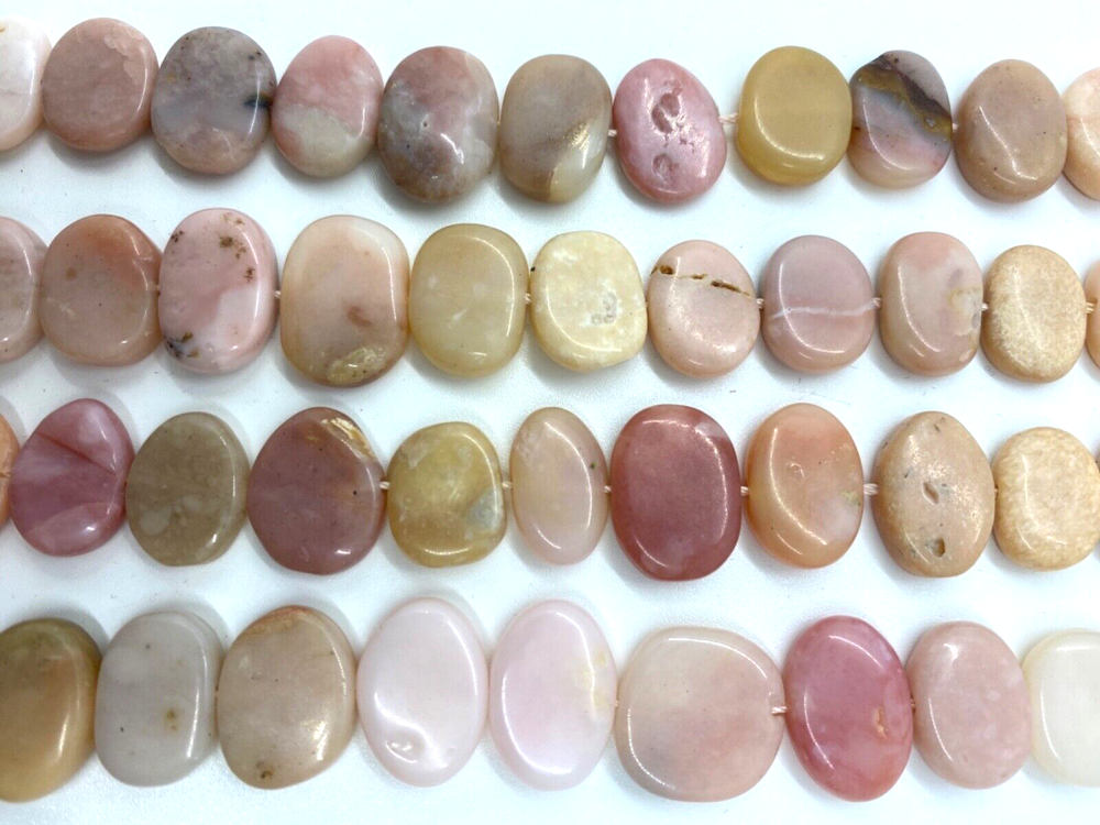 Natural Pink Peruvian Opal in Various Shapes 15.5in. Strands