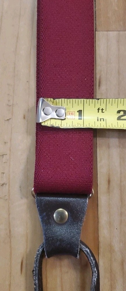 Vintage Pelican USA Maroon Solid Red Button Suspenders