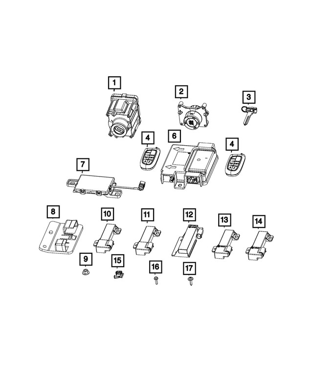 Genuine Mopar Integrated Key Fob Transmitter Export 68508737AA