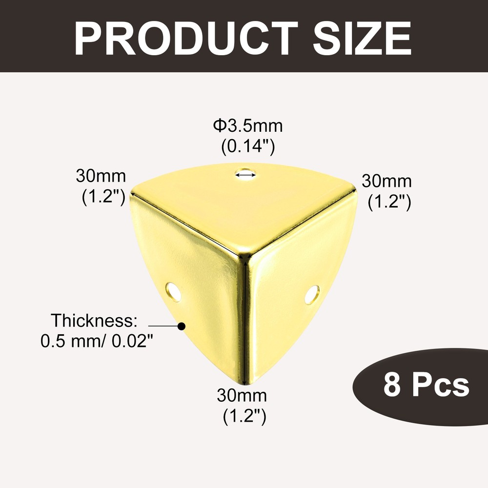 8pcs, Metal Corner Protector 1.2 x 1.2 x 1.2 Inch Gold