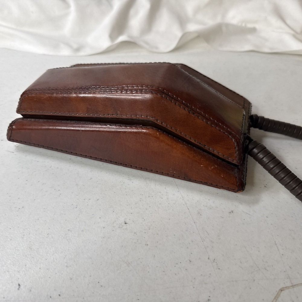 Northern Telecom Brown Leather Wrapped Push Button Telephone Prop