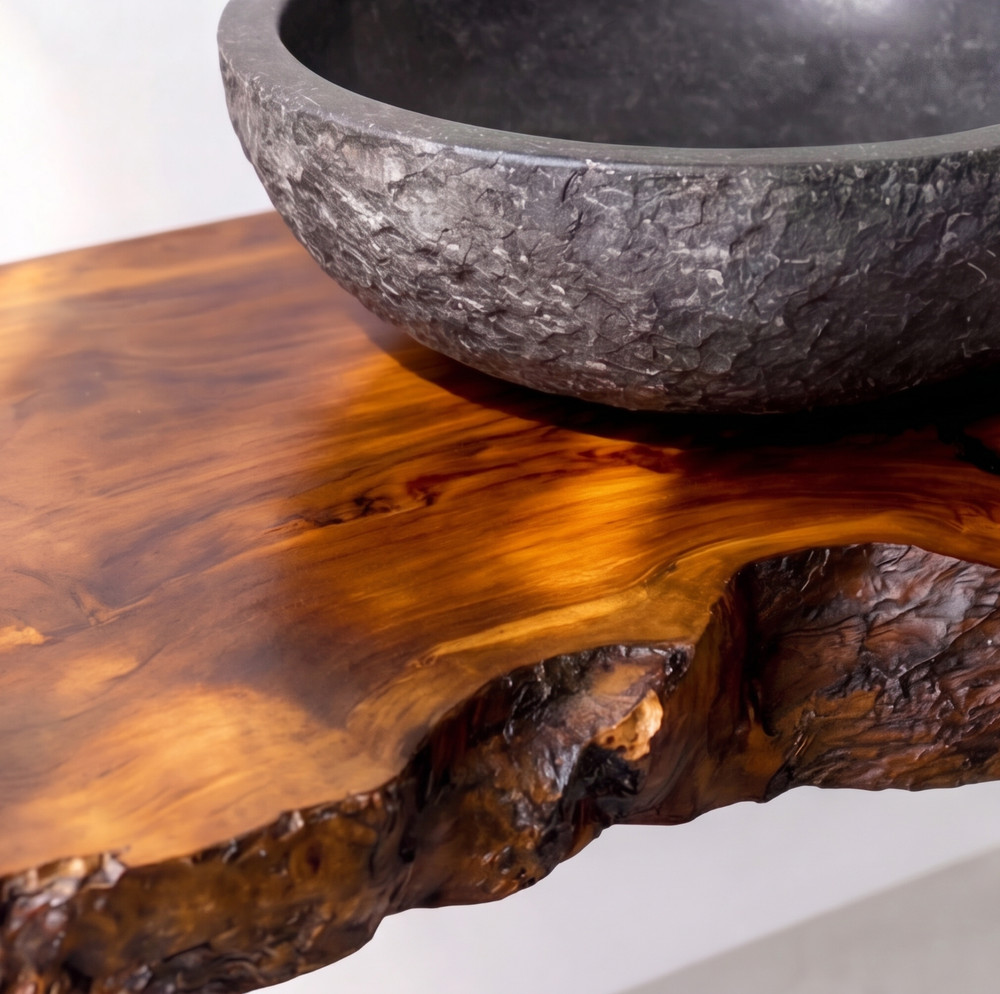 Bathroom Vanity Modern Solid Wood Live Edge Floating Sink Counter Bathroom