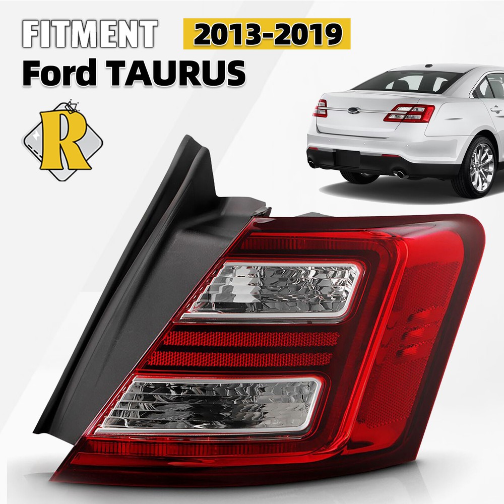 For 2013-2019 Ford Taurus LED Tail Light Rear Outer Passenger Side Chrome Brake