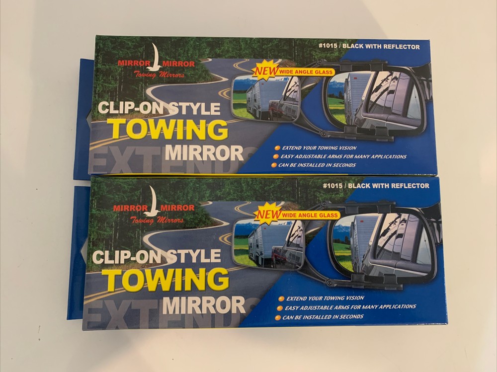 2 Clip-On Towing Mirror Universal - Trailer Safe Hauling Adjustable