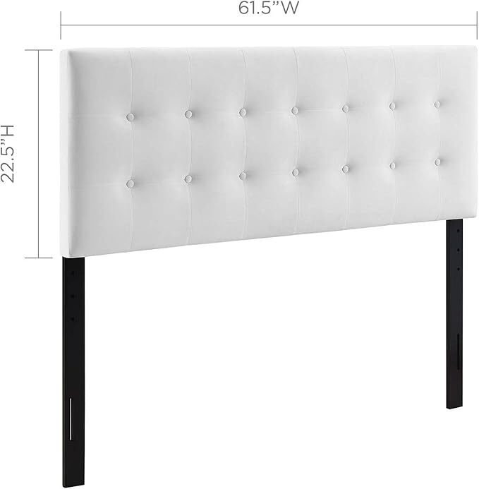 Modway Emily Queen Biscuit Tufted Performance Velvet Headboard, White