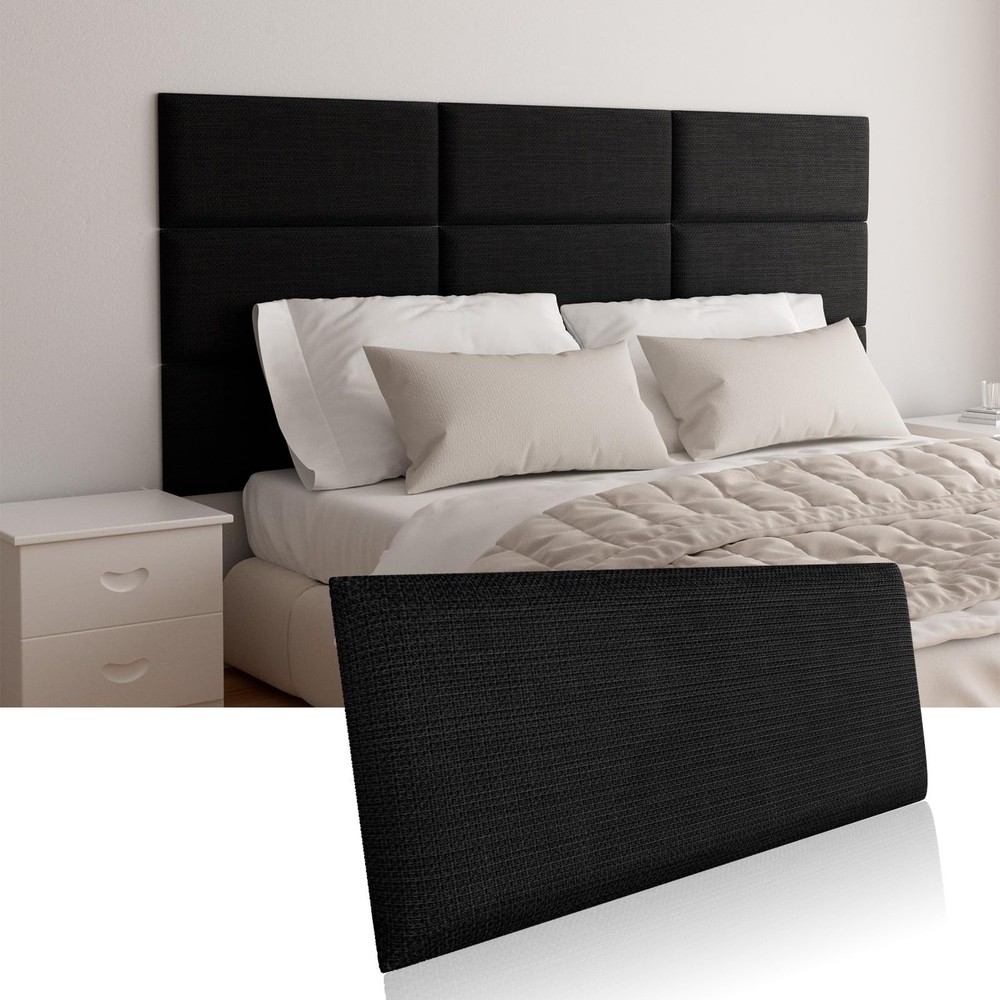 Upholstered Wall Mounted Headboard, Acoustic Panel, Peel & Stick Wall Padding...