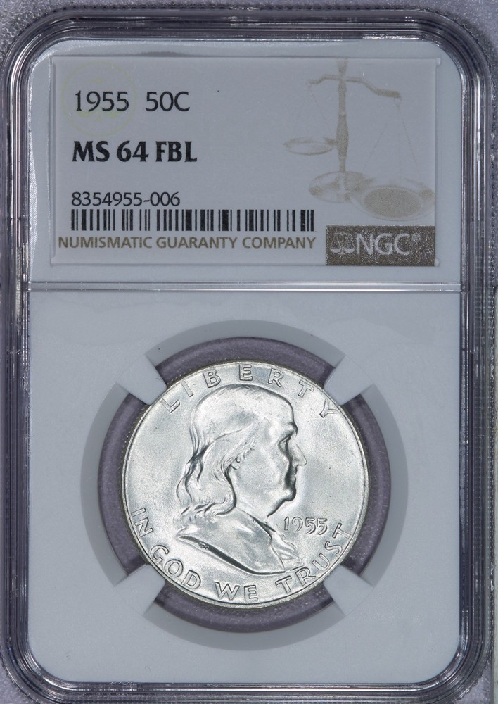 1955 Franklin Half Dollar 50c NGC MS64FBL
