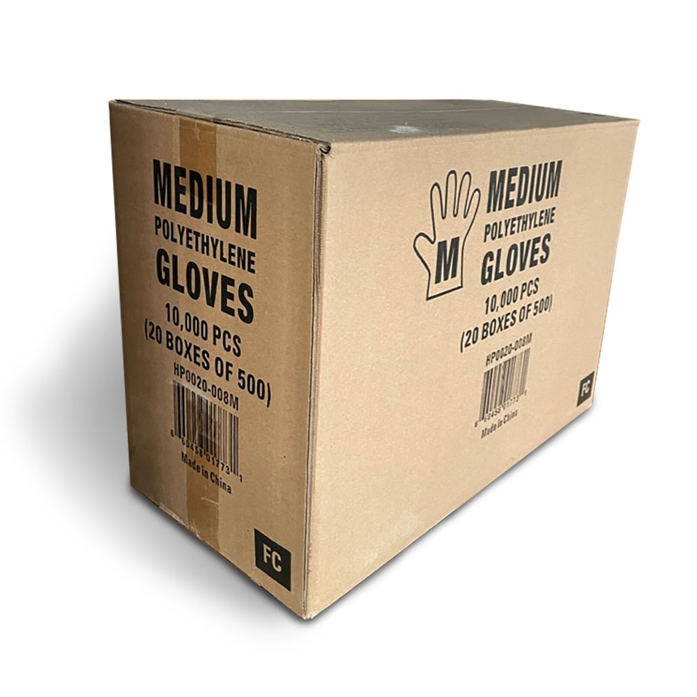 Poly Gloves - Medium - Single Use - 10,000 Gloves/Case - Food Grade Safe