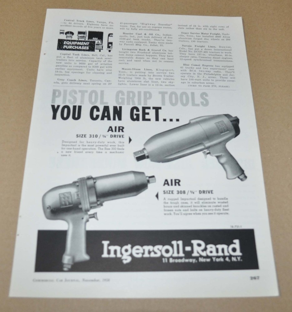1959 Studebaker Trucks Ad Print Ingersoll-Rand Bendix