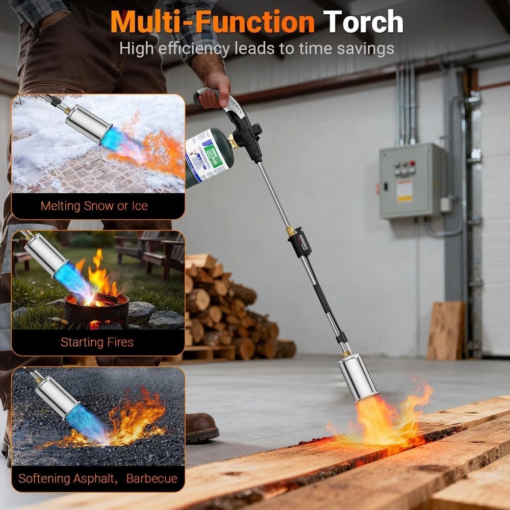 High Output Weed Burner - Detachable Long Arm Torch-