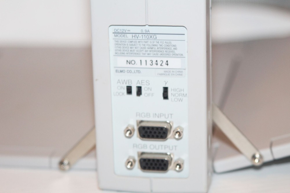 Elmo HV-11-110XG Digital Visual PresenterProjector + Power Supply & Cable TESTED