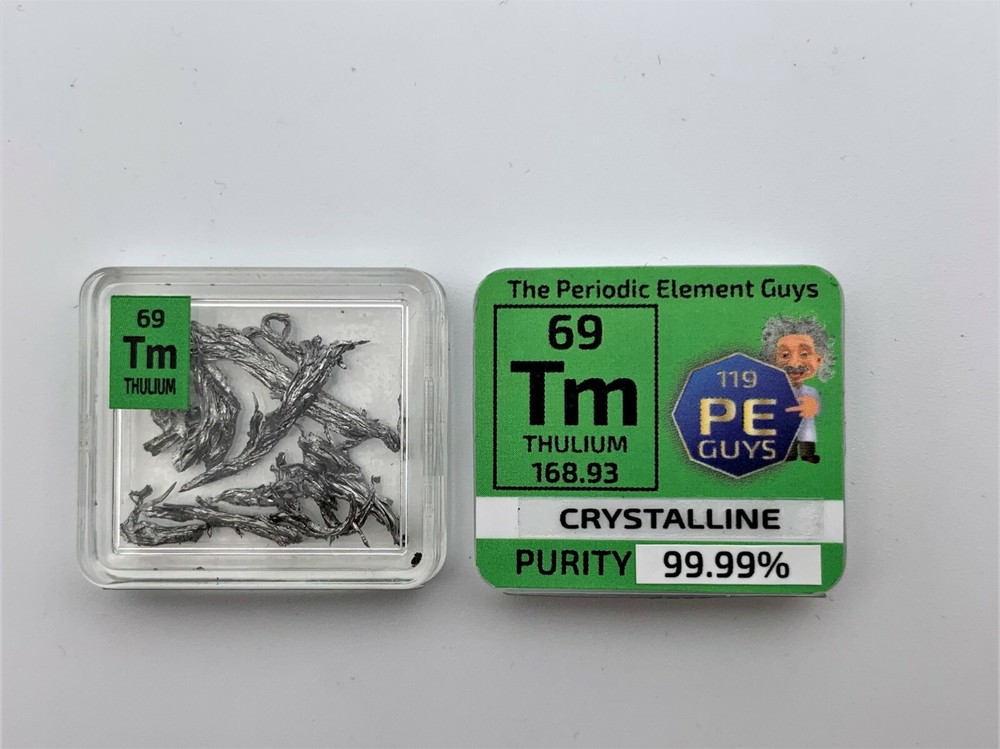 Rare Earth Thulium Dendritic Crystalline 99.99% Sample in Periodic Element Tile