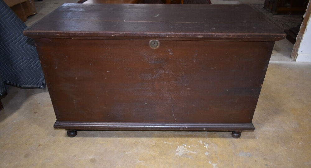 Antique Primitive Blanket Chest, Trunk with Dovetailed Corners