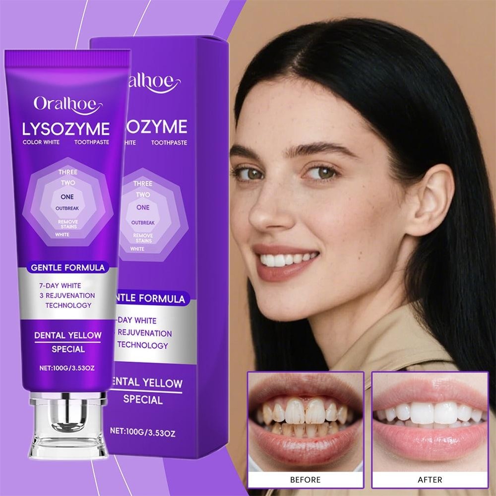 Lysozyme Whitening Toothpaste, 2026 Colour Correcting Purple Toothpaste 100g~