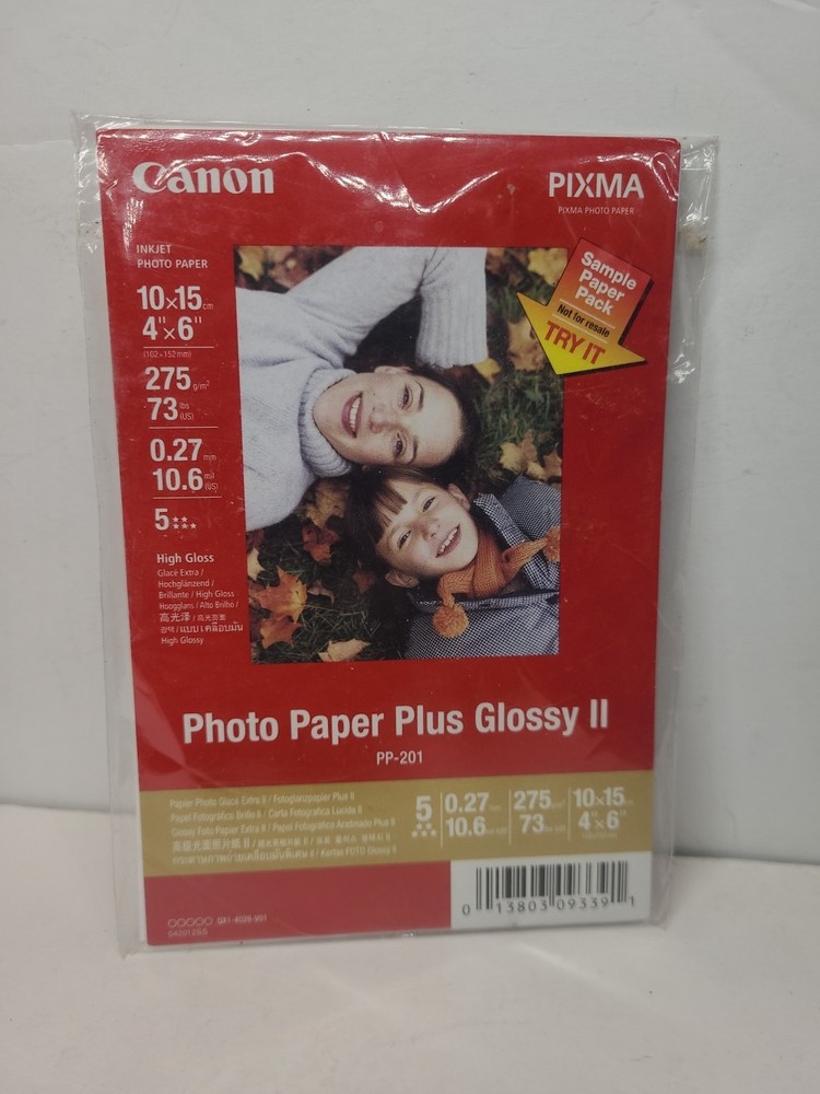 Canon Phot Paper Plus Glossy 2 -  4" X 6"  - 5 Pack