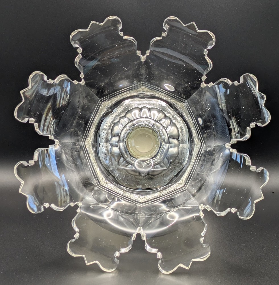 Van Kempen Dutch Silver Crystal And Silver Footed Compote Bowl