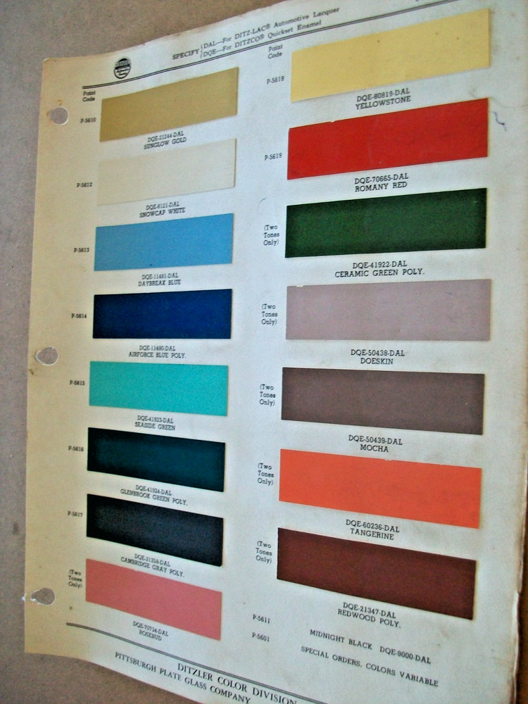 1956 Studebaker car auto Ditzler Paint Chips set
