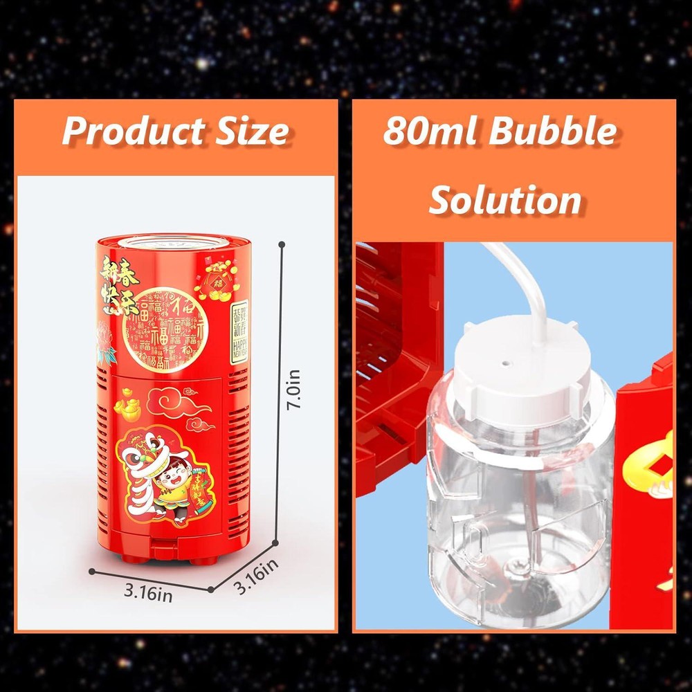 Fireworks Bubble Machine With 80 Ml Bubble Solution, Portable Automatic Bubble